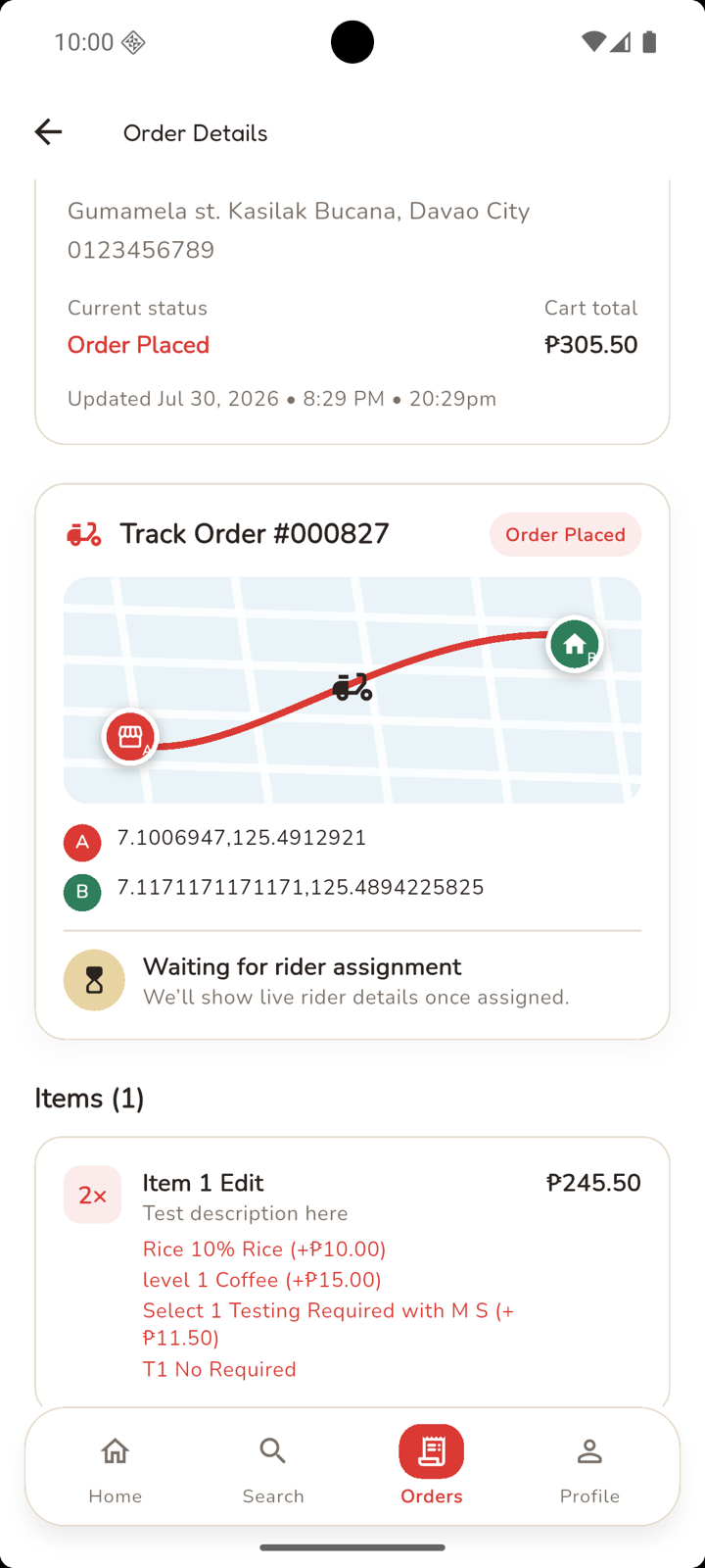 PahatudFood live order tracking screen